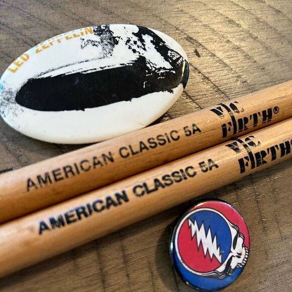 🎶 Drum🥁Sticks VicFirth American🇺🇸Classic 5A 🥁Led Zeppelin & Dead Buttons 2! - Picture 3 of 17